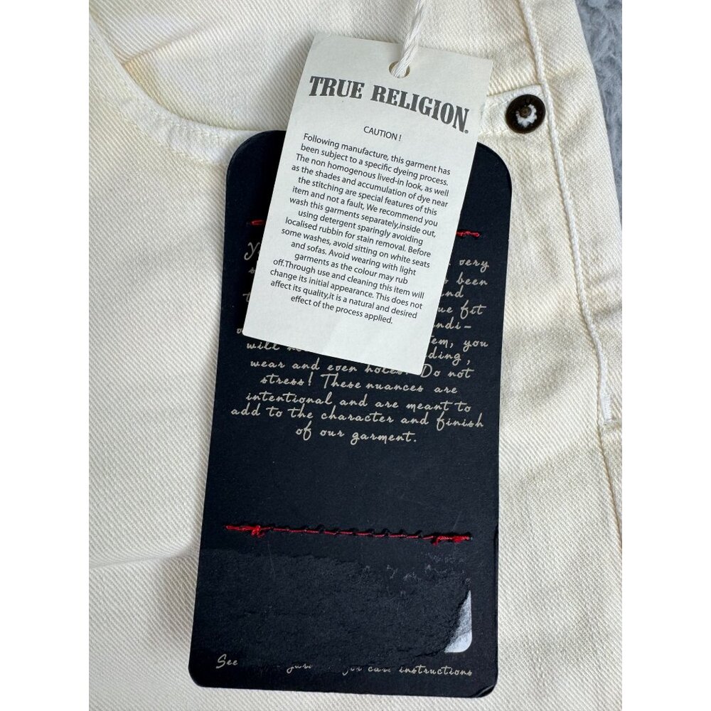 True Religion Womens Pale Yellow Denim Shorts NWT Size 24 Made In Italy - Picture 9 of 16